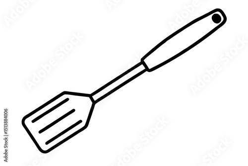 Black and white spatula illustration for cooking and culinary design projects