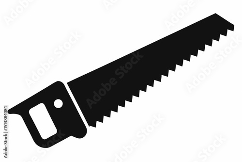 Black silhouette hand saw illustration for carpentry and woodworking projects