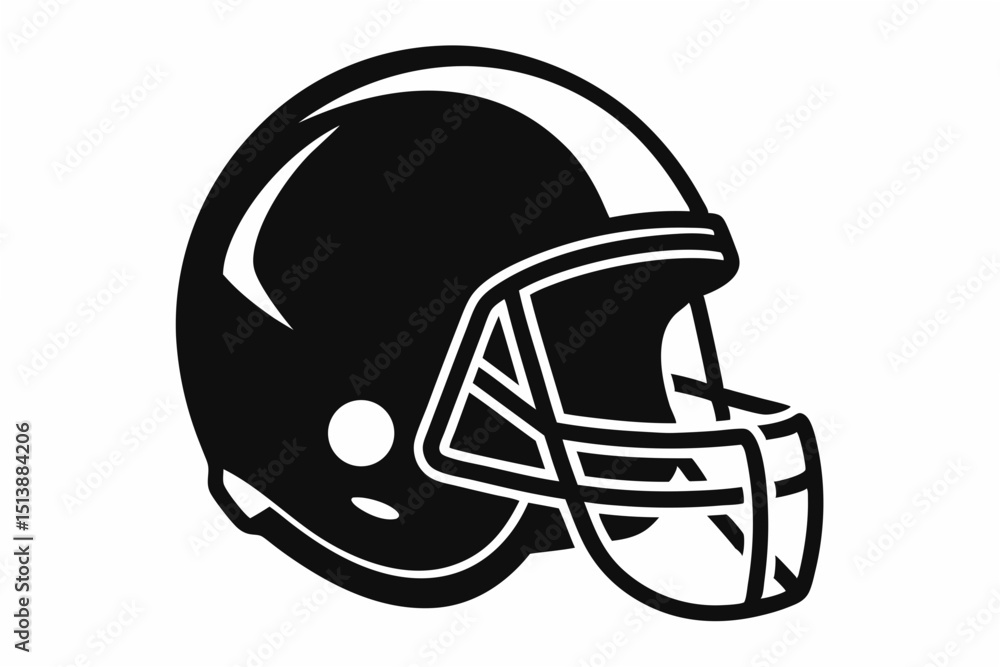 Fototapeta premium Classic black football helmet illustration with transparent background for various designs