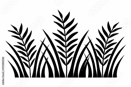 Wallpaper Mural Decorative black and white plant silhouettes with transparent background for design Torontodigital.ca