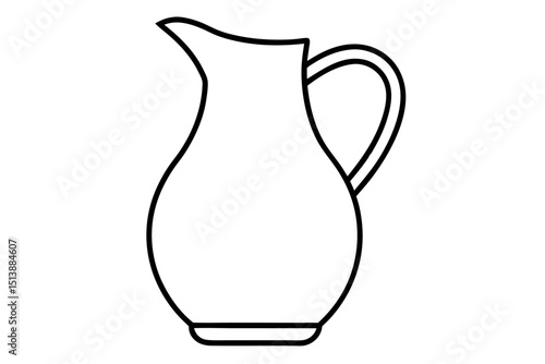 Minimalist outlined pitcher on a white background for design and decorative projects