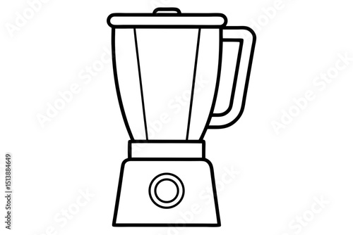 Outline illustration of a kitchen blender with a white transparent background