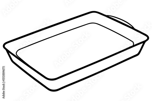 Outlined illustration of a rectangular baking dish with transparent background