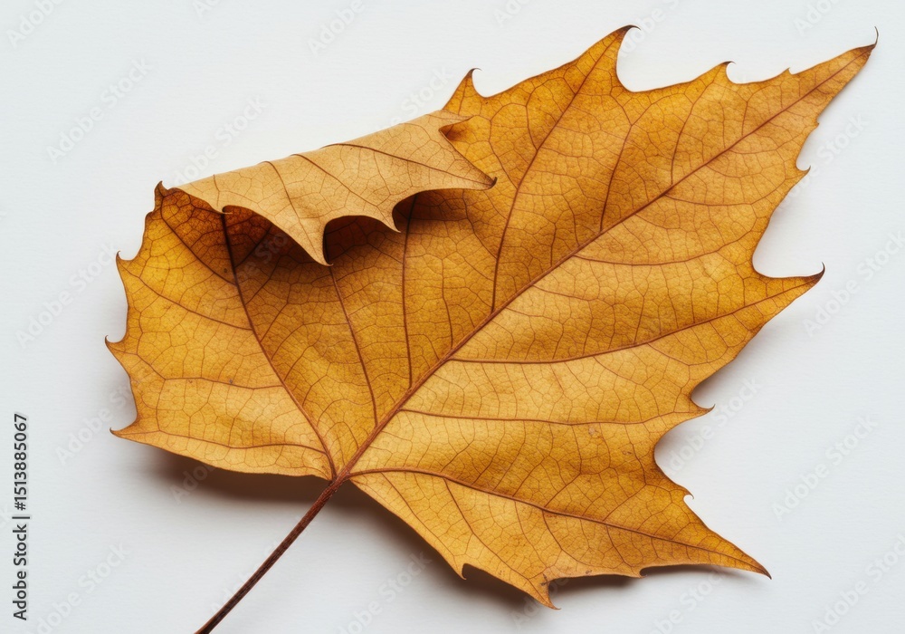 Fototapeta premium Autumn leaf isolated on white background. for seasonal designs, educational materials, and artistic compositions.