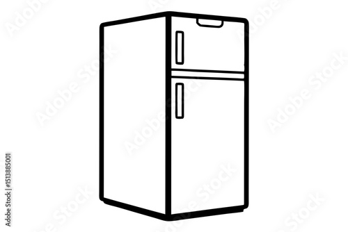 Simple black and white illustration of a refrigerator for design projects