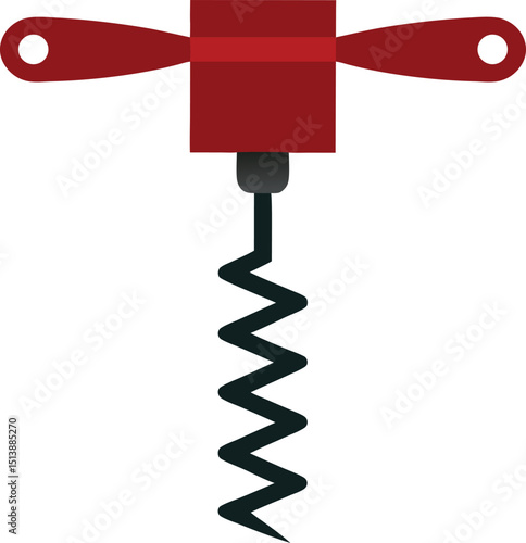 Simple illustration of a red wine corkscrew on a white background for design