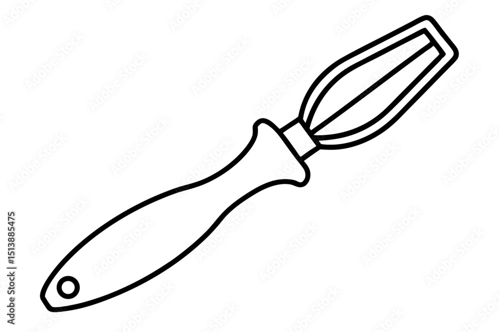 Obraz premium Vector illustration of a simple line art citrus zester kitchen utensil on white
