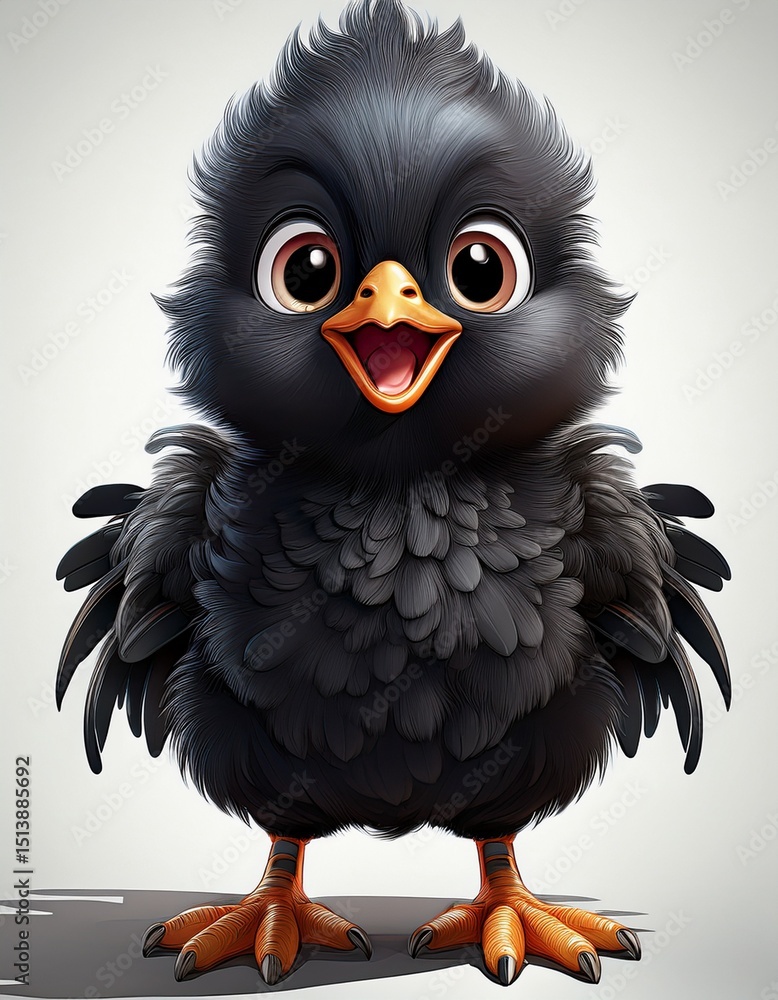 Fototapeta premium Ein 3D-Küken mit fluffigem Gefieder, riesigem Kopf