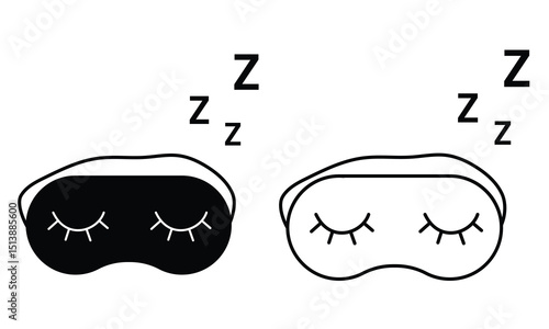 Sleep mask icon vector. Silhouette of sleeping mask symbol, outline icon. Eye sleep mask, eye protect vector symbol  for social media, app, and web design. Vector illustration.
