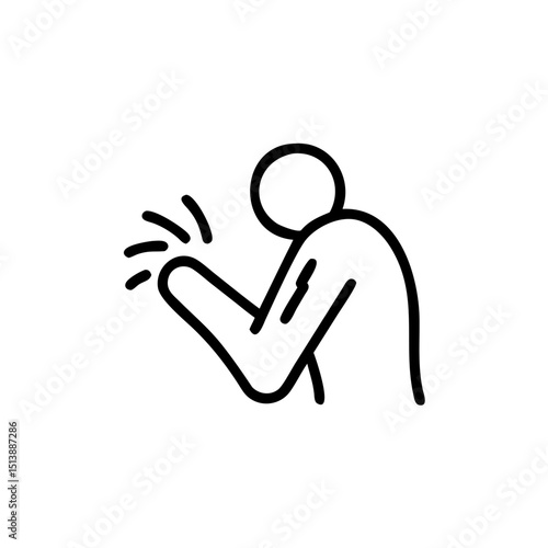 Person scratching arm due to itchy skin in a simple line drawing  