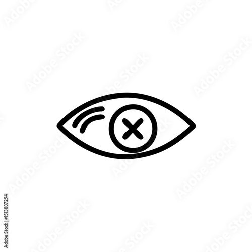 Red eye with irritation symbol in minimalist style  