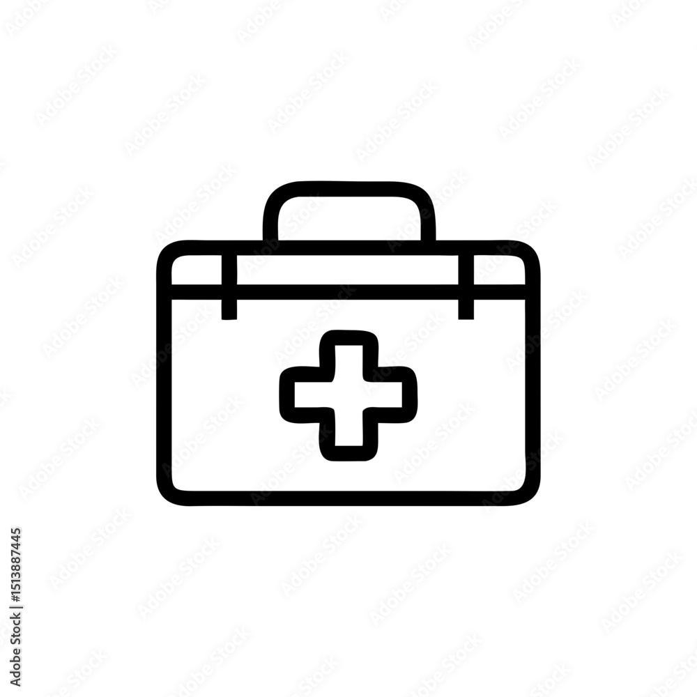 First aid kit icon with summer symbol in minimalist line design First aid kit icon with summer symbol in minimalist line design