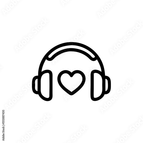 Earphones with heart icon for mindful listening in simple design  