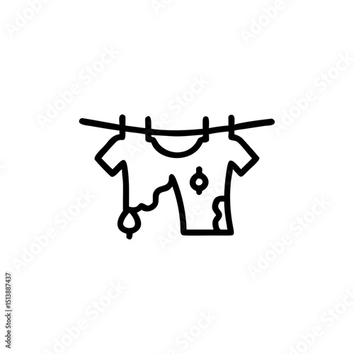 Clothesline with pollen contamination showing two stained shirts  
