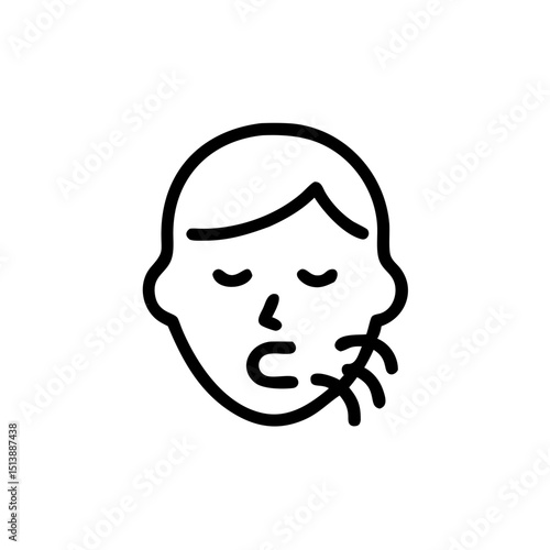 Man sneezing due to allergy reaction in minimalist line art style  