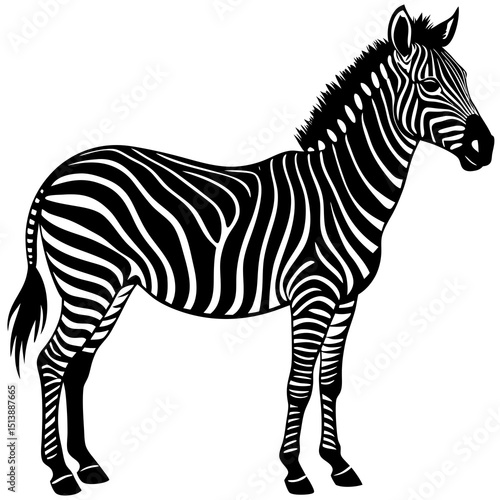 zebra  Silhouette  on isolated white background 