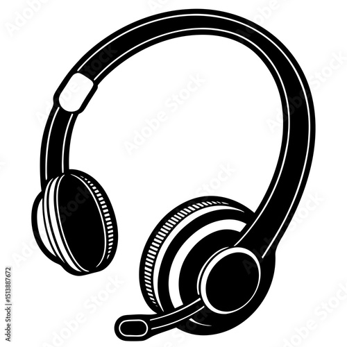 headphones Silhouette  on a white background