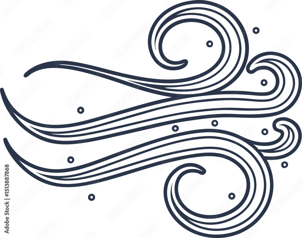 Fototapeta premium Abstract air flow swirl illustration wind breeze curved lines, dynamic movement, weather concept design