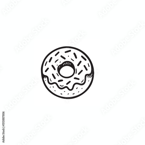 Donut Doodle Icon – Hand-Drawn Vector Illustration