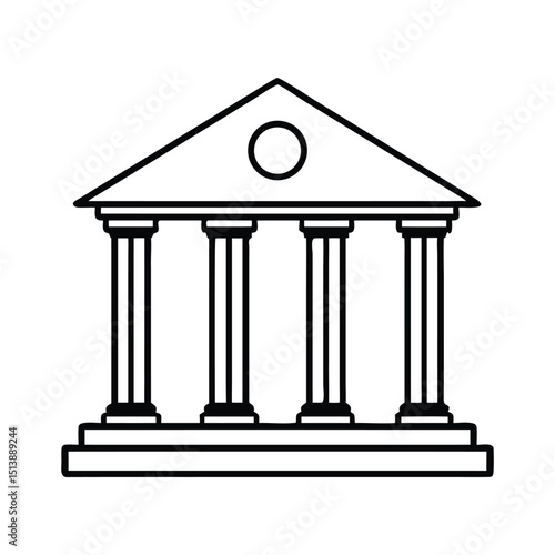 Library museum column icon vector stroke, line bank building sign simple minimal, solid university institute symbol linear outline logo pictogram, law court government house office image clip art