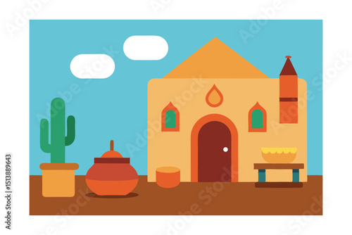 Wallpaper Mural illustration of a church in the morning Torontodigital.ca