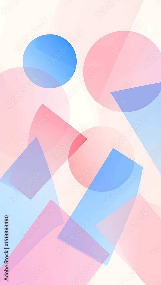 Abstract Pastel Geometric Shapes Pink, Blue, and White Overlapping Circles and Rectangles Background Abstract Pastel Geometric Shapes Pink, Blue, and White Overlapping Circles and Rectangles Background
