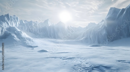 Wallpaper Mural A vast, icy landscape with towering mountain ranges. Torontodigital.ca