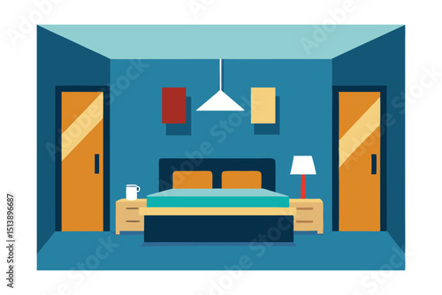 modern bedroom interior with bed
