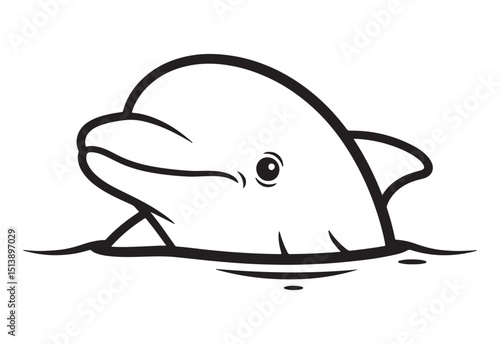 Cartoon depiction of a beluga whale swimming in the ocean water