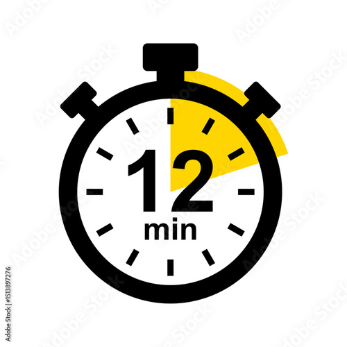 12 minute timer. Stopwatch icon