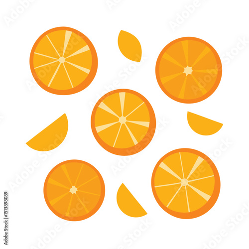 orange slices on white background