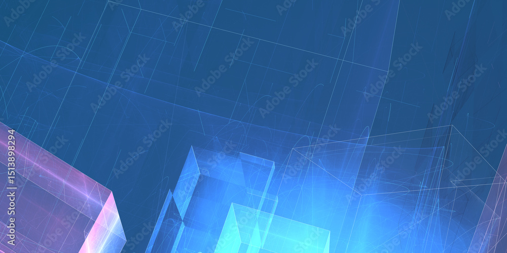 Fototapeta premium Von der Skizze zur Vision, 3D-Konstruktionszeichnung, Scribble und technische Illustration für kreative und professionelle Designs, Geometrie, Planung, Architektur