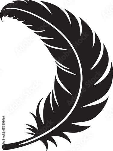 Single Curved Feather with Flowing Shape