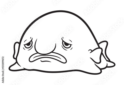 Line Drawing of a Blobfish with a Disappointed Expression for Coloring Pages
