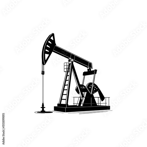 Industrial oil pump, a symbol of the oil industry, illustrating energy, production, and resources extraction, designed with bold lines to convey its powerful and essential nature. 