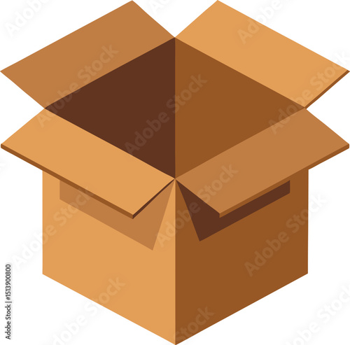 3D cardboard box icon isolated on white background. Cartoon plastic style