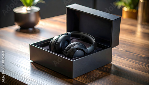 Premium Over-Ear Headphones in Elegant Black Gift Box High-Quality Audio Experience