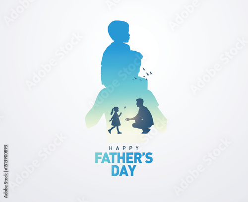 Happy Father's day concept vector background. Father and kid with text happy father's day.