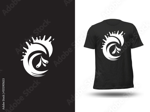 Modern Splash Spiral T-Shirt Design – Bold Abstract Water-Inspired Graphic