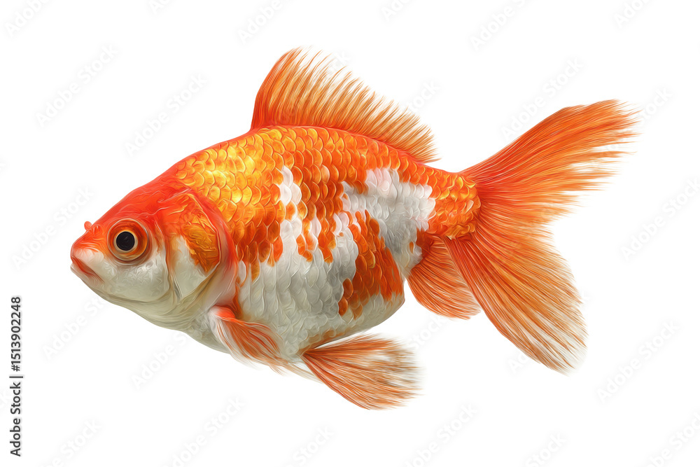 Fototapeta premium Swimming Goldfish with No Background