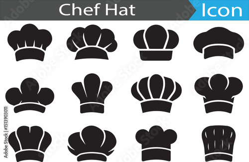 A set of Chef hat silhouette icon collection flat icon collection set vector illustration
