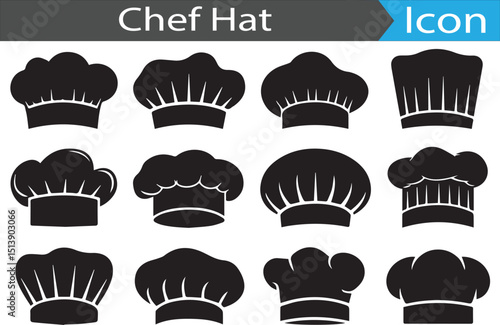 A set of Chef hat silhouette icon collection flat icon collection set vector illustration