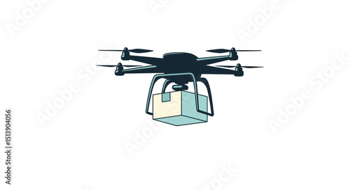 vector of a drone carrying a package