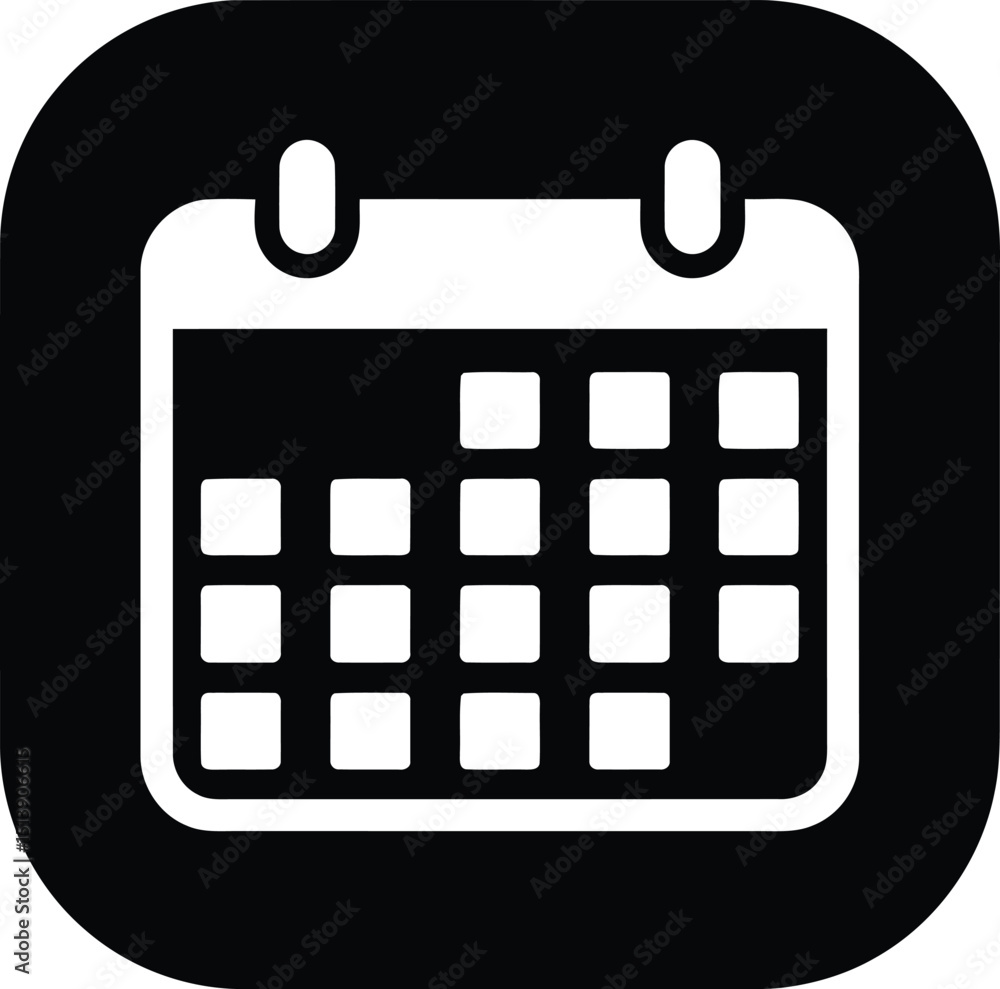 White calendar icon on black. Modern flat design for schedule, date, event, appointment, planner, reminder, UI/UX app. AI Generative
White calendar icon on black. Modern flat design for schedule, date, event, appointment, planner, reminder, UI/UX app. AI Generative