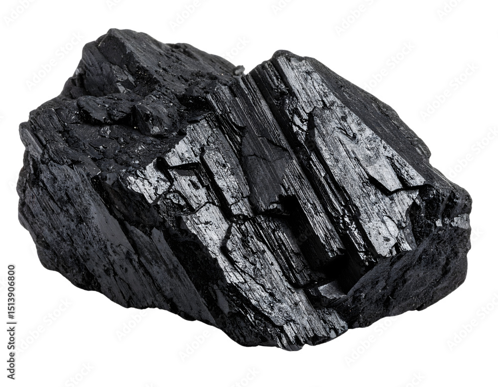 Obraz premium Raw black coal lump, showing rough texture. Symbolizes industrial energy and environmental concerns.