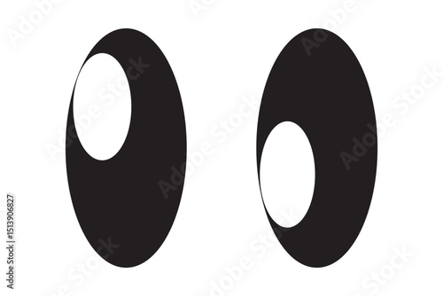 Eyes looking to one side. Sideways glance vector icon. Two eyes emoji. Cartoon eyes looking right, flip and they look left. Cute cartoon eyes illustration .