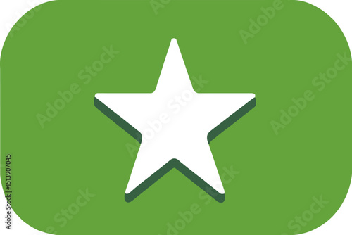 Green Star Icon Illustration- White Star on Green Rounded Rectangle- Symbol for Favorites, Ratings, and Achievements- Modern UI Graphic Element