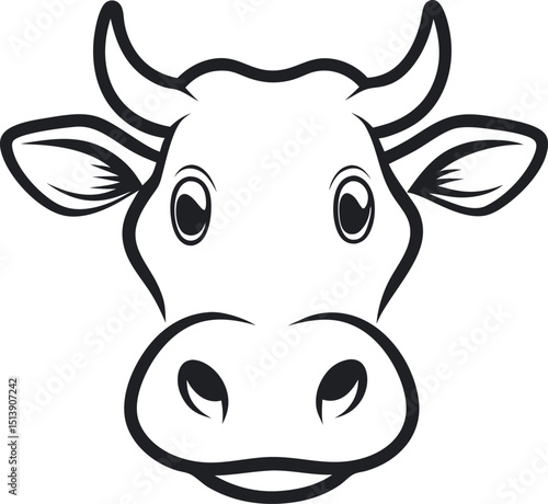 cow head line logo design vector.