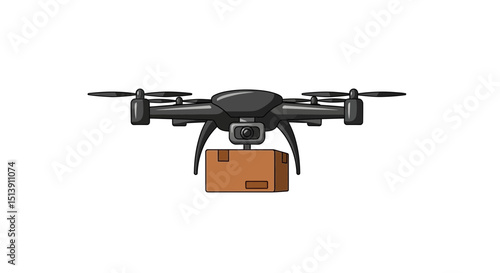 Vector of a drone carrying a package