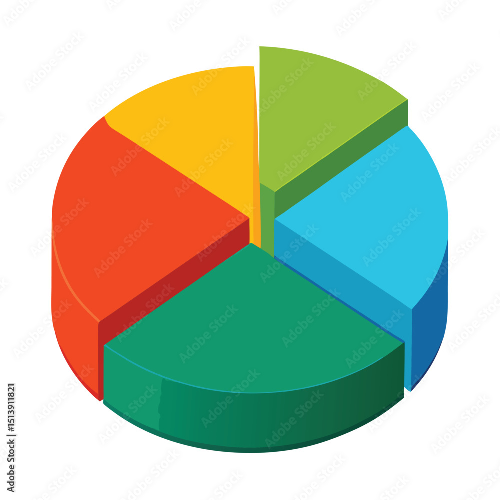 Obraz premium 3d pie chart icon isolated on white background, pie chart vector icon